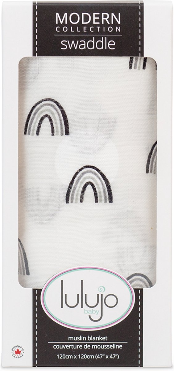 Lulujo - hydrofiele doek - swaddle - bamboo - 120x120 cm - Black Rainbow van Merkloos — afbeelding 5