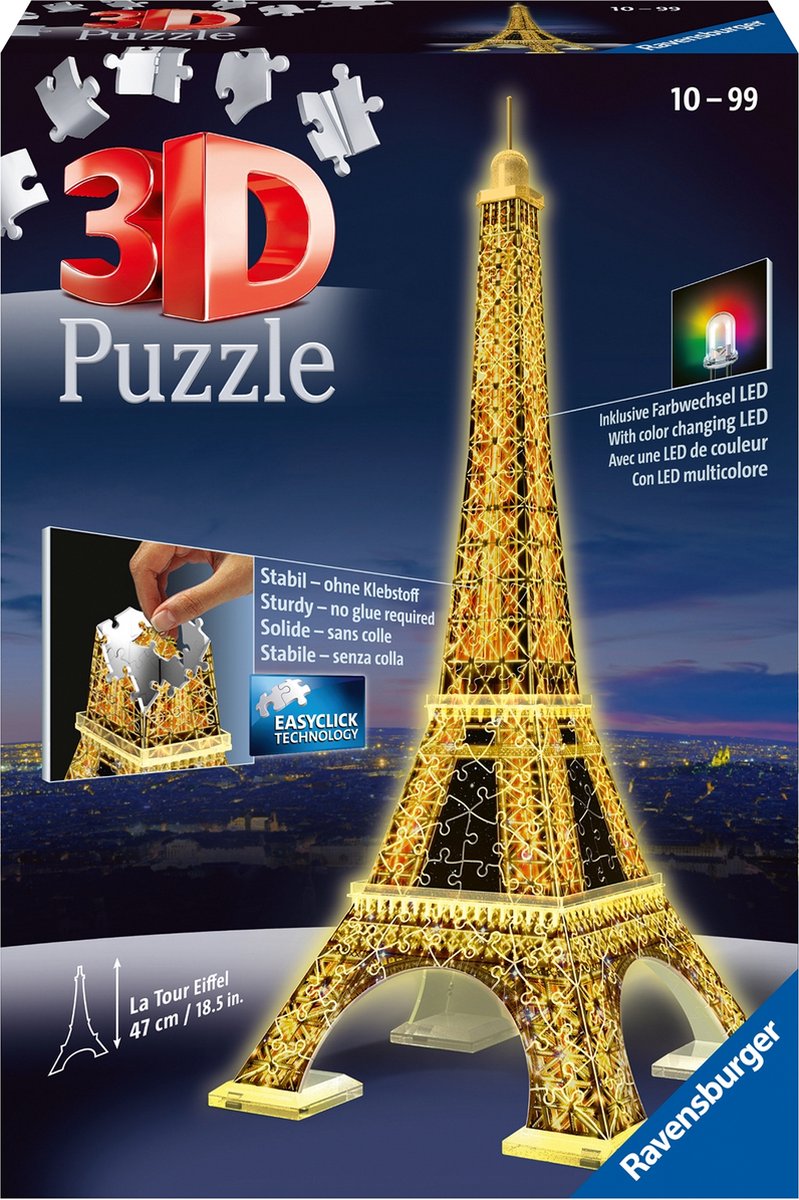 Oven Verraad Mysterieus Ravensburger 3D Puzzel Eiffeltoren Night Edition 216 stukjes | bol.com