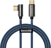 Baseus USB C kabel 100W, | voor gamers Type C naar USB C 1m (blauw) | USB 2.0 HighSpeed | Oplaadsnoer | Max. 480 Mb/s | Snelladen tot 3A | Male naar male | Slimline | Voor Samsung,