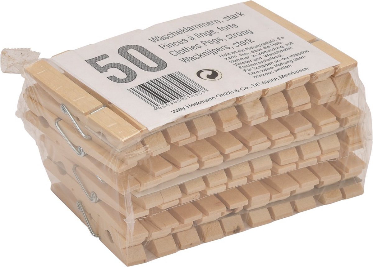 Goedkoopste Wasknijpers hout - Wasspelden - 50 stuks