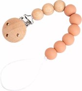 Speenkoord - Siliconen kralen - Kralenkoord - Hout - Hip speenkoord - Speenclip - Perzik