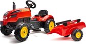FALK - 2046AB - Red X Tractor traptractor met te openen motorkap en aanhanger inbegrepen