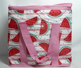 Koeltas - 16 Liter - 34 x 36 x 16 cm - Polyester Buitenkant - Roze met Meloenprint - Vakantie - Strand - Onderweg - Met 4 Gratis Koelelementen