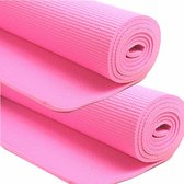 2x tapis de yoga/tapis de sport roses 180 x 60 cm - Tapis de sport pour le yoga, le pilates et le fitness