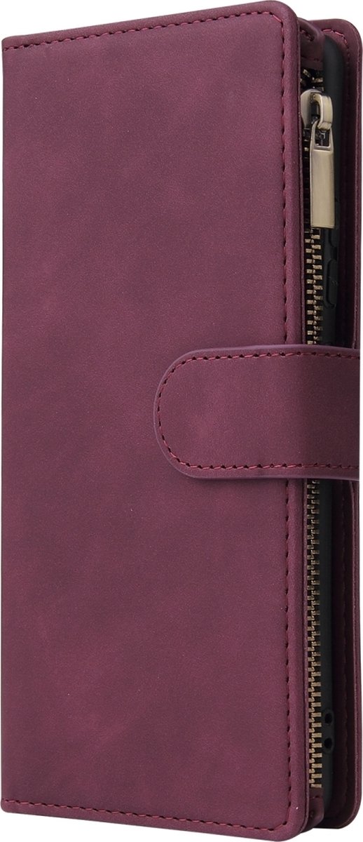 Mobigear Telefoonhoesje geschikt voor Samsung Galaxy S10 Lite Hoesje | Mobigear Zipper Bookcase Portemonnee | Pasjeshouder voor 6 Pasjes | Telefoonhoesje voor Pinpas / OV Kaart / Rijbewijs - Rood
