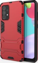 Samsung Galaxy A52 Hoesje - Mobigear - Armor Stand Serie - Hard Kunststof Backcover - Rood - Hoesje Geschikt Voor Samsung Galaxy A52