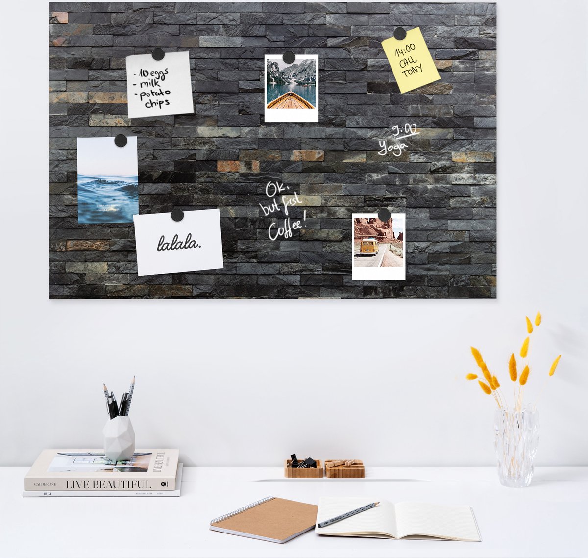 Tableau Blanc Magnétique Double Face Navaris 90x60cm - Cadre Aluminium Extra Fin