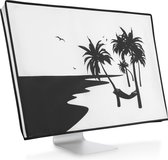 kwmobile beschermhoes monitor geschikt voor 24-26" Monitor - Computerscherm cover - Computer accessoires - PC scherm hoes in zwart / wit - ontspannende hangmat design