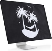 kwmobile hoes voor Apple iMac 24" - beschermhoes voor beeldscherm - tropical island design - wit / zwart