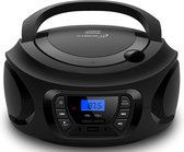 Draagbare cd-speler | CD/CD-R | USB | FM-radio | AUX-in | hoofdtelefoonaansluiting | kinderradio | boombox | CD-radio | stereosysteem | compacte installatie (Dark Knight Black)