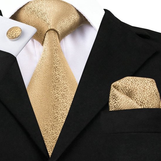 Ensemble cravate, pochette et bouton de manchette bronze doré | bol.com