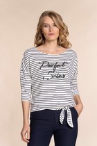 Geisha T-shirt T Shirt Stripes 22061 49 Off White/black Dames Maat - M