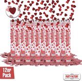 Valentijn rode hartjes confetti kanon 12 st.