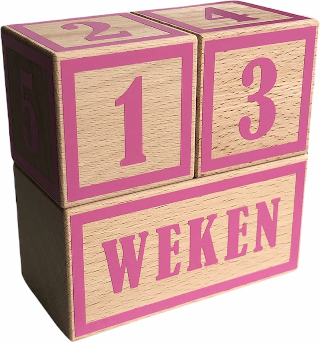 Goedkoopste Houten mijlpaalblokken - hot pink - kraamcadeau - leeftijden en momenten - 3 blokken