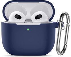Hoesje Geschikt voor Apple Airpods 3 hoesje Silicone Case Navy - Hoesje Geschikt voor Apple Airpodss 3 Case Siliconen Hoes - Hoesje Geschikt voor Apple Airpodss 3 Hoes Cover