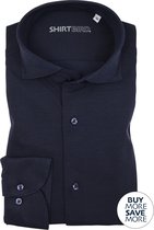 SHIRTBIRD | Eagle | Overhemd | Donker Blauw | NAVY | Jersey Pique |  100% Katoen | Stretch | Wash it-Hang it-Wear it |Knitted shirt| Premium Shirts | Maat S