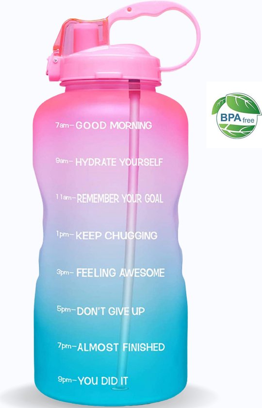 Motivational bouteille d'eau avec paille et temps de boire BPA free rose