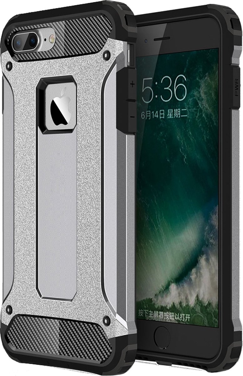 Mobigear Hoesje geschikt voor Apple iPhone 8 Plus Telefoonhoesje Hardcase | Mobigear Outdoor Backcover Shockproof | Schokbestendig iPhone 8 Plus Telefoonhoesje | Anti Shock Proof - Grijs