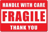 45x Fragile Verhuis Stickers Breekbaar Etiketten 50mm x 76,2mm - Handle With Care - Thank You - Transport Stickervel - Telano