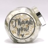 Snoeppot - Bedankt cadeau, "Thank you", gevuld met pepermunt - bedankje snoep