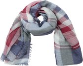 Deze moderne gekleurde sjaal (180cm x 90cm) is erg fijn om te gebruiken als het in het voorjaar of in de zomer iets afkoelt. Deze sjaal van kreukelstof heeft een fraai blokmotief i