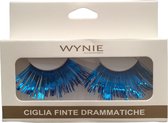 Wynie Accessories - Nep Wimpers/Fake Lashes - Blauw - 2 cm. lang - Zonder lijm - 1 Paar