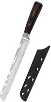 Professioneel Japans Koksmes - Broodmes - Kartel - 35cm - Blad 35cm RVS - 67 Lagen - 58-60HC - Carbon - Damastmes - Damascus - Damascuspatroon