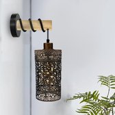 Moderne massief houten arm metalen holle gecombineerde bewaker hangende lichte kooi binnenwandlamp