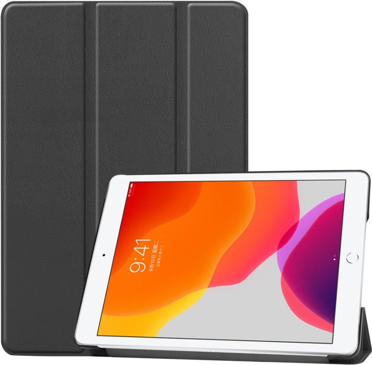 Mobigear Tablethoes geschikt voor Apple iPad 9 (2021) Hoes | Mobigear Tri-Fold Bookcase - Zwart