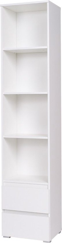 InspireMe -  Boekenkast  - Moderne woonkamer meubelplanken vitrine boekenkasten 45x34x204 (BxDxH)  M01 Moon (WIT)