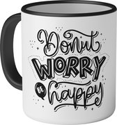 Mok met tekst: Donut worry be happy - 330ml