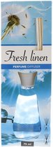 Geurverspreider 75ML - In glazen flesje Met houten geurstokjes - Geurdiffuser - Fresh Linen