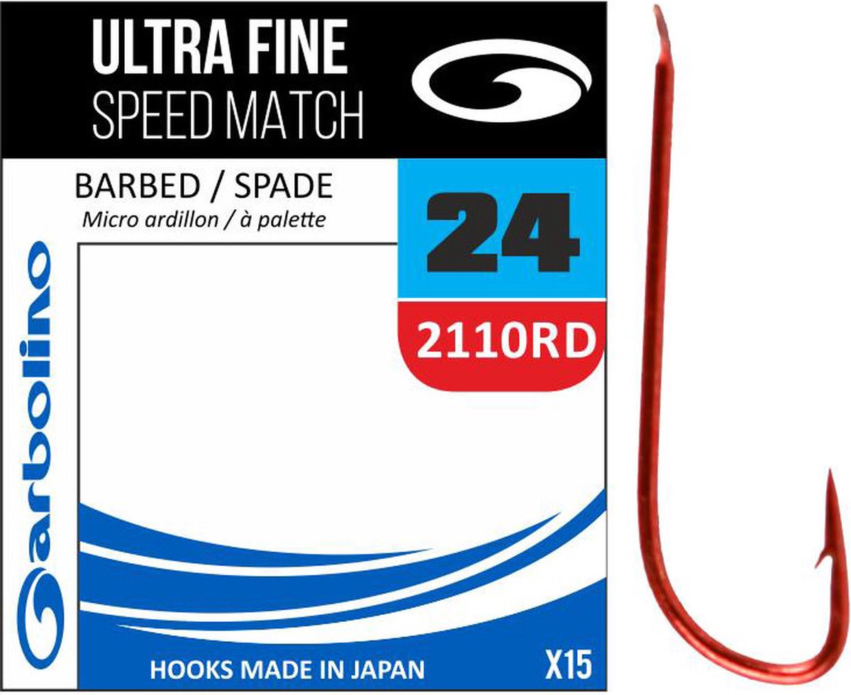 Garbolino Ultra Fine Speed Match Red Barbed - Spade (15 pcs) - Maat : 24