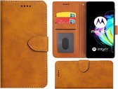Motorola Moto Edge 20 Hoesje - Bookcase - Pu Leder Wallet Book Case Cognac Bruin Cover