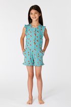 Woody jumpsuit meisjes - zeegroen - mandrill aap all-over print - 221-1-OND-Z/979 - maat 164