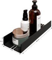 Schulte doucheplanchet - gemakkelijk te lijmen doucherek - eenvoudig zonder te boren - 28x9.5x3.5 cm - kleur zwart - hangend badkamerschapje D1851 68