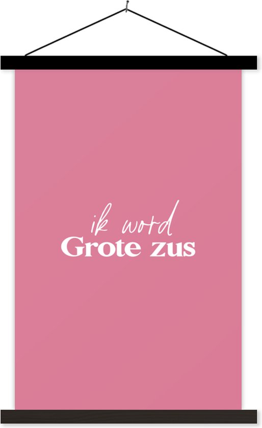 Porte-affiche avec affiche - Affiche scolaire - Je vais être une grande soeur - Proverbes - Grande soeur - Citations - Soeurs - 60x90 cm - Lattes noires