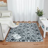 Milla Tapijten - Fluffy Vloerkleed - Tapijt - Extra Zacht - Patroon - Kleur: Grijs, Wit - 120x160 cm