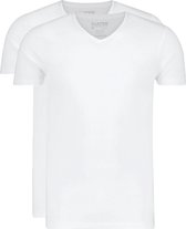Slater 8100 - Tencel 2-pack T-shirt V-hals korte mouw wit M