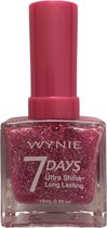 Wynie - Nagellak 7 Days Ultra Shine Long Lasting - Transparant roze met roze glitters - 1 flesje met 15 ml inhoud - Nummer 711