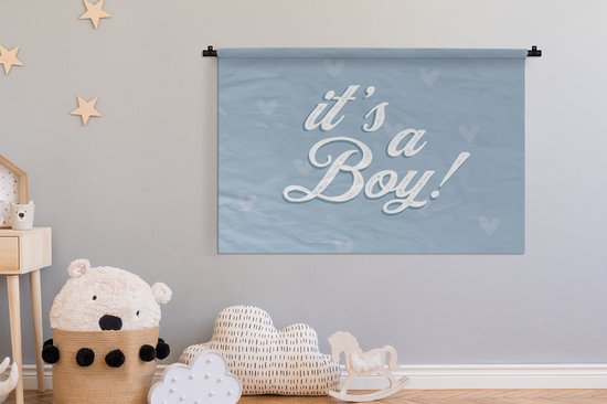 Tapisserie - Tapisserie - Baby shower - Garçon - Coeur -Citations - C'est un garçon - Proverbes - 120x80 cm - Tapisserie
