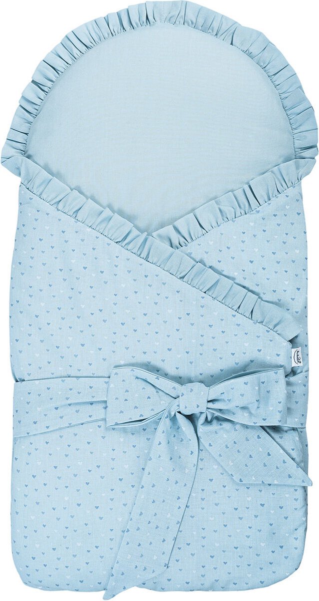 Bubaba Nanny Bag wikkeldeken - Draagdoek - Lovely Hearts Blue (0-6mnd)