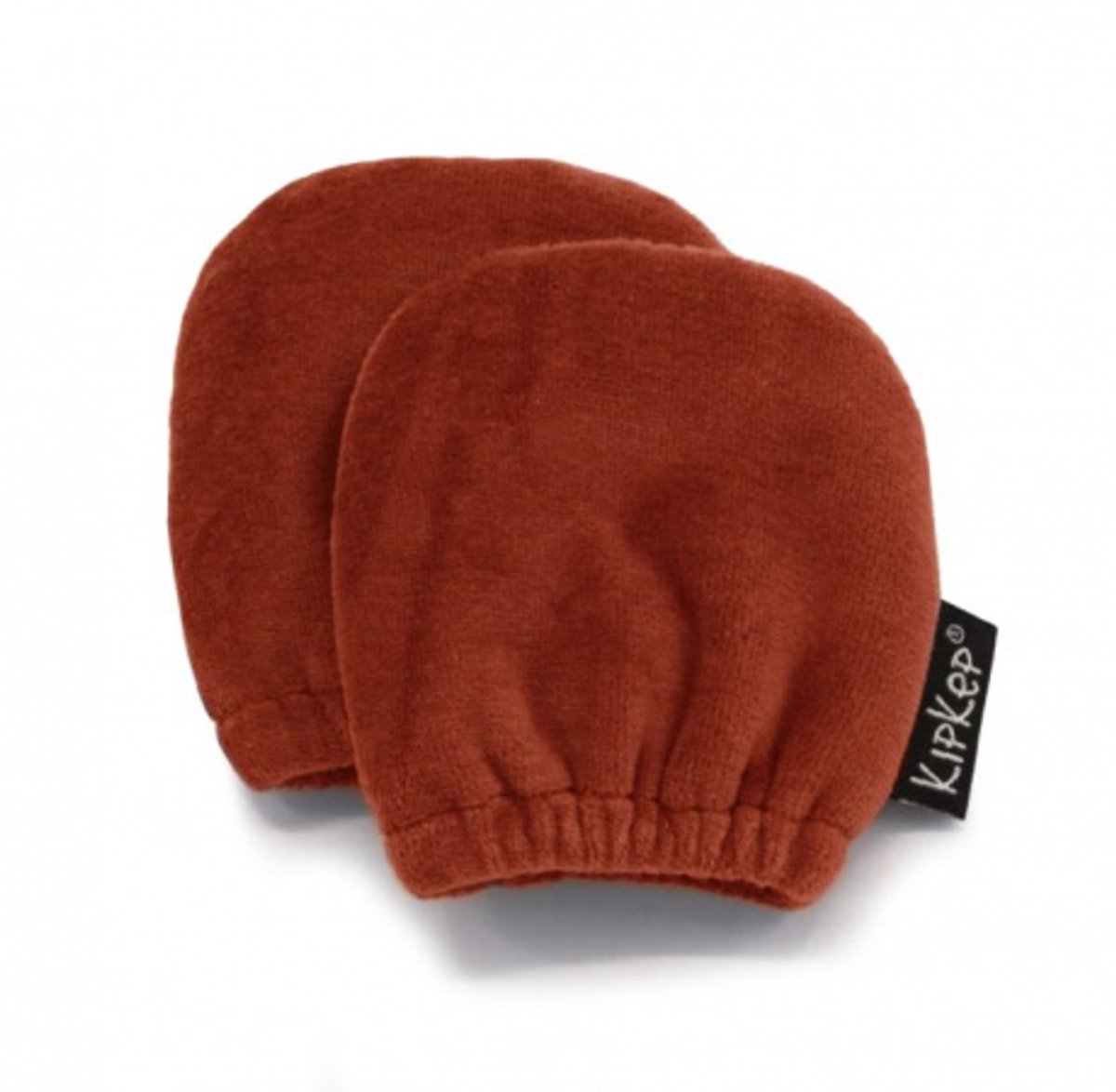 KipKep baby Wantjes - Rusty Spice, oranje-rood, antikrabwantjes - katoen velour - handschoen baby