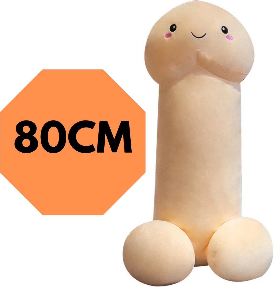 JustValue Penis Knuffel - 80 cm - Erotiek - Bodypillow - Piemel - Zacht - Kussen - Sex Toy - Beige - Vanille - Wit - Blank