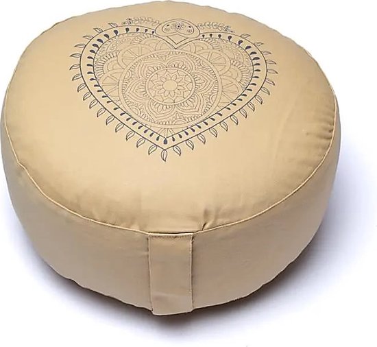 Meditatiekussen hart beige biokatoen (OCS) van Yogi & Yogini — afbeelding 2