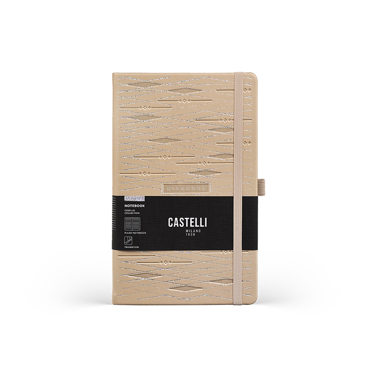 Castelli Milano A5 notitieboek Cesello - diamonds - inhoud met lijnen - 130x210 mm - Made in Italy