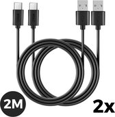 Duurzame USB-A naar USB-C Oplaadkabels – 2 Stuks – 2 Meter – USB-C Kabels geschikt voor Samsung en Andere Apparaten – USB-C Kabel Zwart - WiseQ