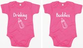 Rompertjes - Drinking Buddies-Fuchsia-6-12 Maanden