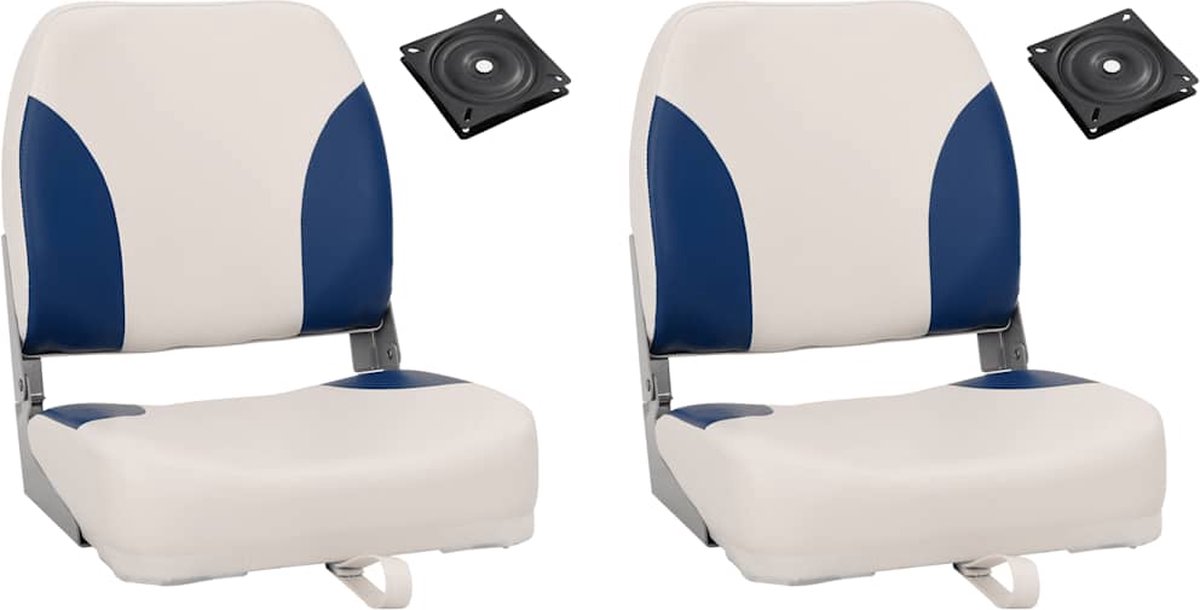 2-delige Bootstoelenset inklapbaar 41x36x48 cm blauw en wit