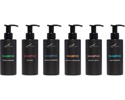 Shampoo Set - Fresh Ginger + Hamam + Hammam Herbal + Sweet Orange & Cedarwood + White Lotus en Zen Moment - Claudius Cosmetics - bodycare - luxe fles - set van 6 stuks - Cadeau - giftset voor hem en haar